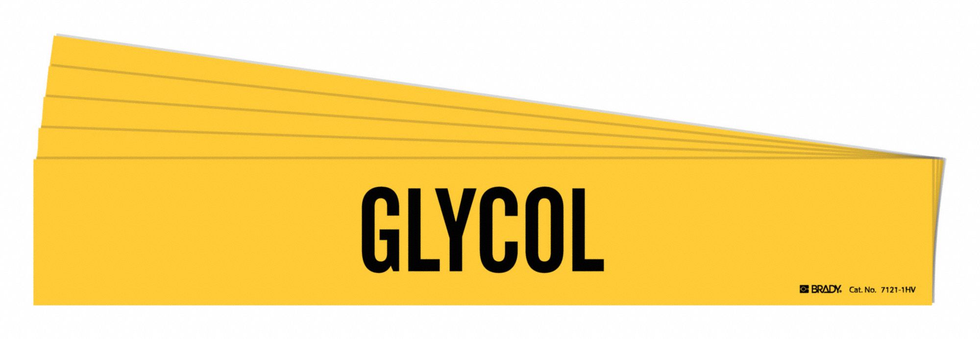 Pipe Marker: Glycol, Yellow, Black, Fits 8 in and Larger Pipe O.D., 1 Pipe Markers, 5 PK