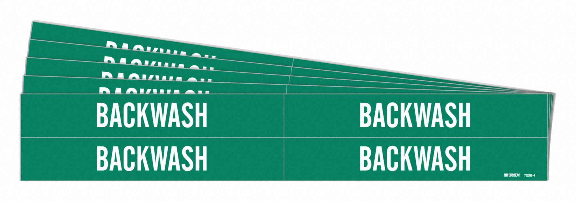 Pipe Marker: Backwash, Green, White, Fits 3/4 to 2 3/8 in Pipe O.D., 4 Pipe Markers, 5 PK