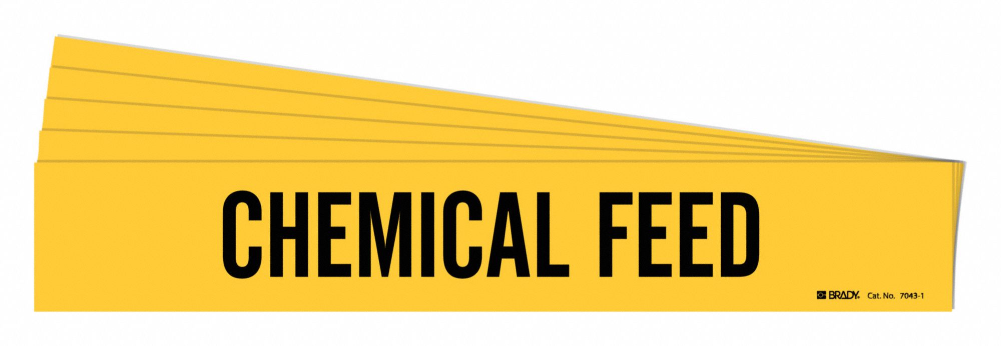 Pipe Marker: Chemical Feed, Yellow, Black, Fits 2 1/2 to 7 7/8 in Pipe O.D., 1 Pipe Markers, 5 PK