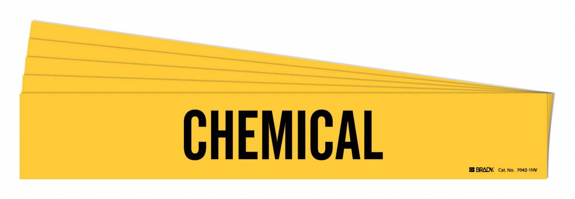Pipe Marker: Chemical, Yellow, Black, Fits 8 in and Larger Pipe O.D., 1 Pipe Markers, 5 PK