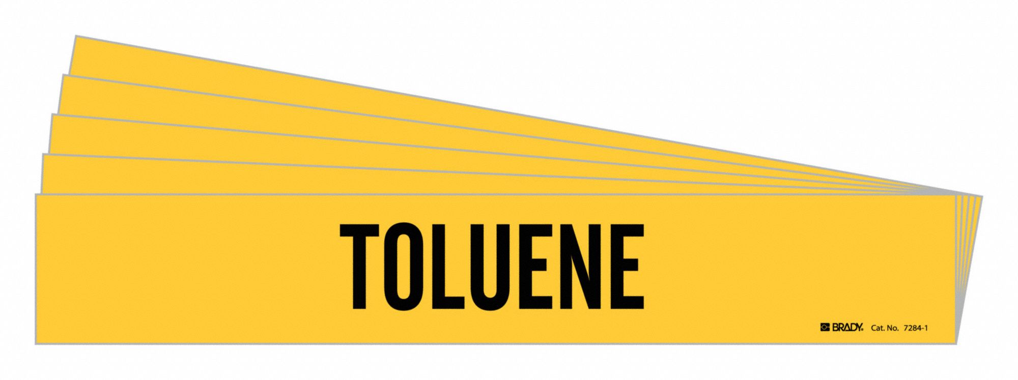 Pipe Marker: Toluene, Yellow, Black, Fits 2 1/2 to 7 7/8 in Pipe O.D., 1 Pipe Markers, 5 PK