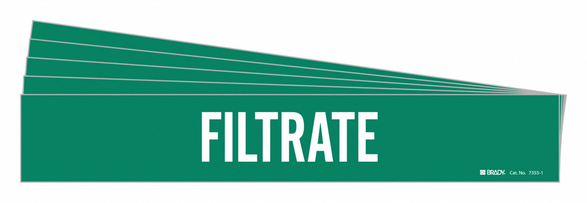 Pipe Marker: Filtrate, Green, White, Fits 2 1/2 to 7 7/8 in Pipe O.D., 1 Pipe Markers, 5 PK