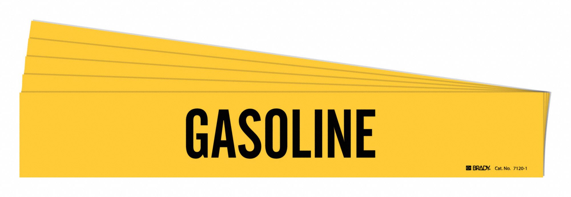 Pipe Marker: Gasoline, Yellow, Black, Fits 2 1/2 to 7 7/8 in Pipe O.D., 1 Pipe Markers, 5 PK