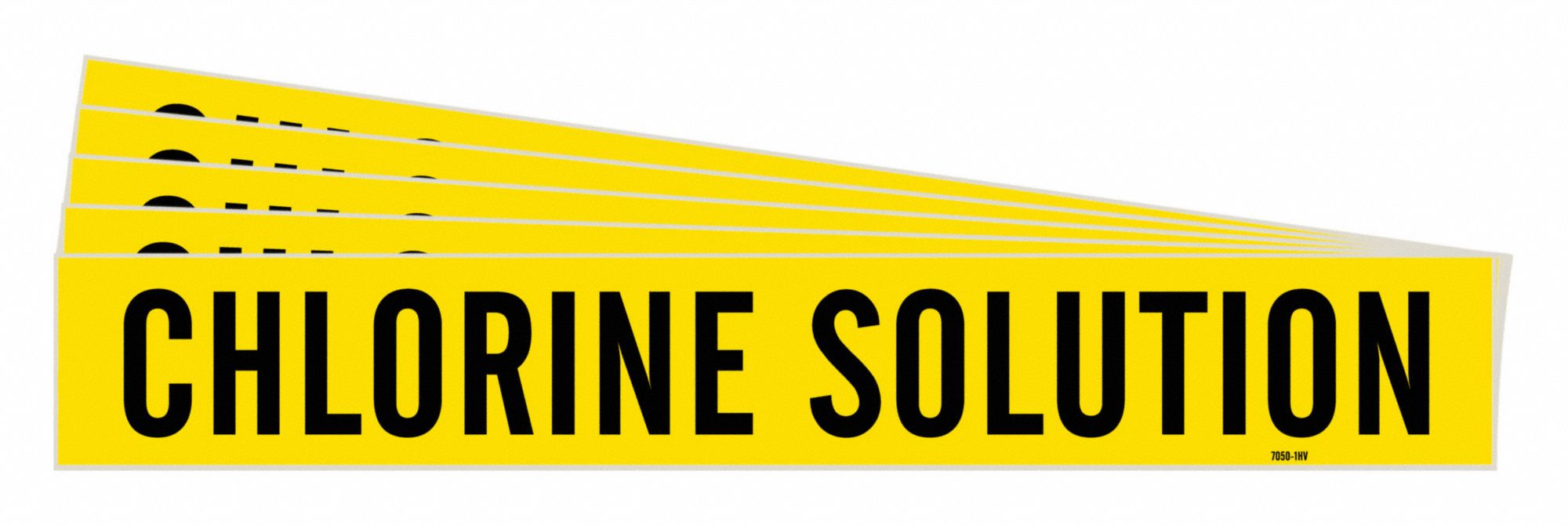 Pipe Marker: Chlorine Solution, Yellow, Black, Fits 8 in and Larger Pipe O.D., 1 Pipe Markers, 5 PK