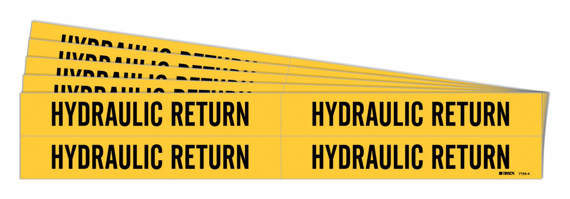 Pipe Marker: Hydraulic Return, Yellow, Black, Fits 3/4 to 2 3/8 in Pipe O.D., 4 Pipe Markers, 5 PK
