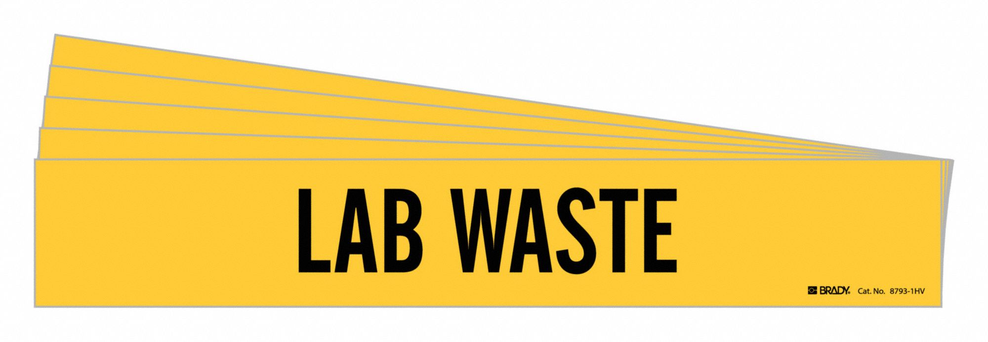 Pipe Marker: Lab Waste, Yellow, Black, Fits 8 in and Larger Pipe O.D., 1 Pipe Markers, 5 PK