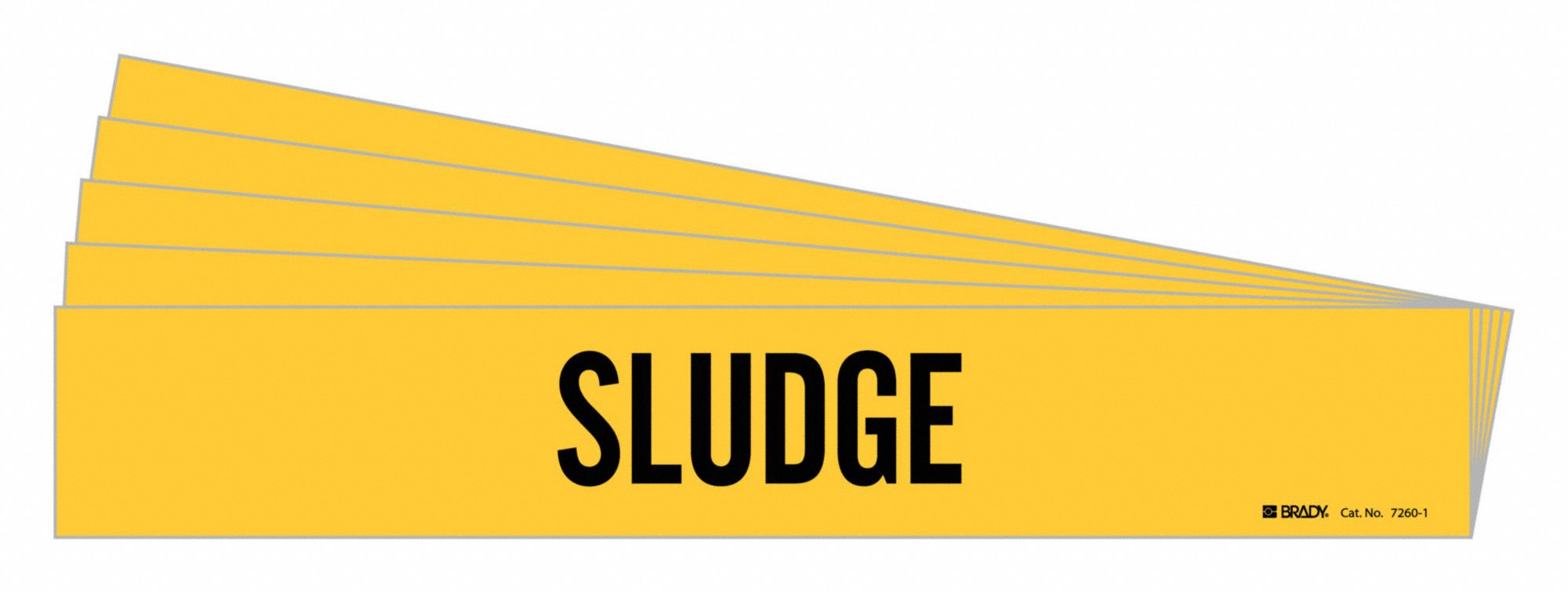 Pipe Marker: Sludge, Yellow, Black, Fits 2 1/2 to 7 7/8 in Pipe O.D., 1 Pipe Markers, 5 PK