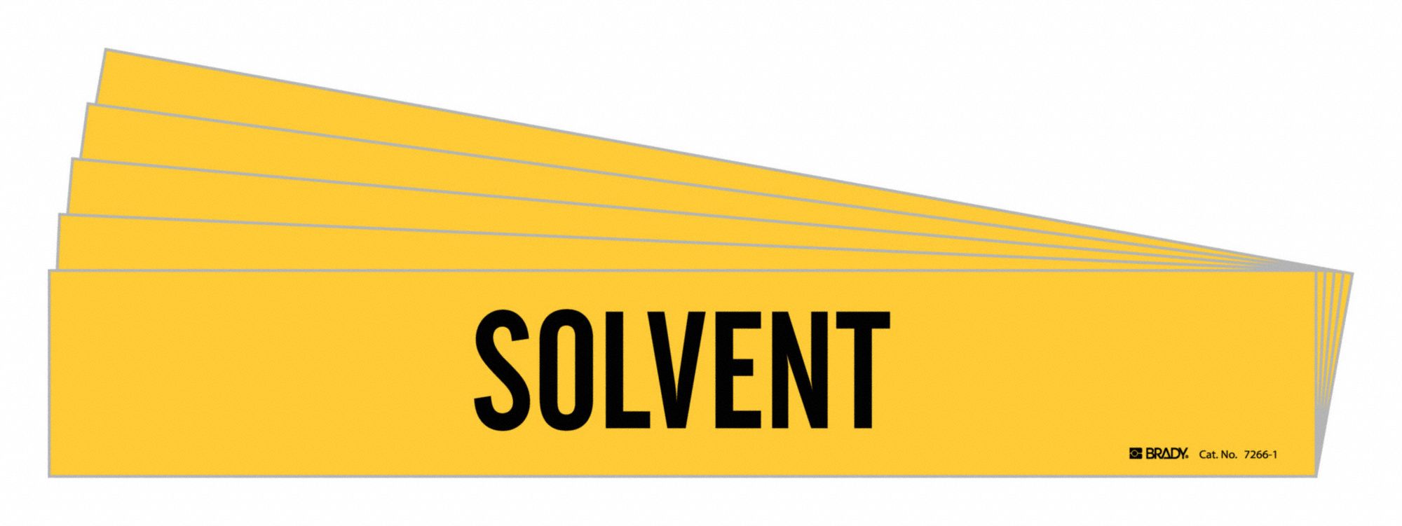Pipe Marker: Solvent, Yellow, Black, Fits 2 1/2 to 7 7/8 in Pipe O.D., 1 Pipe Markers, 5 PK