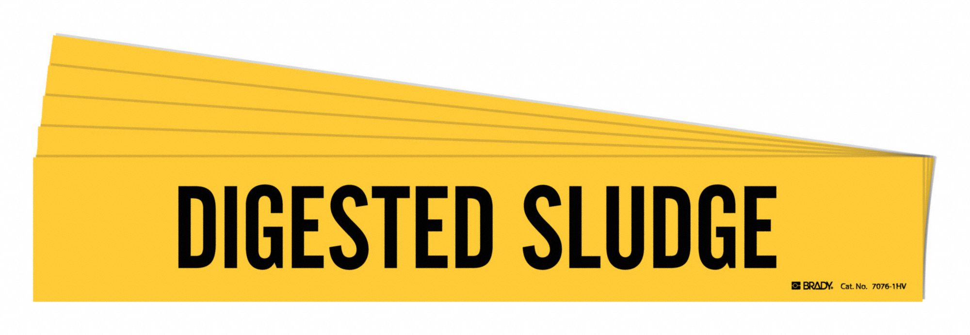 Pipe Marker: Digested Sludge, Yellow, Black, Fits 8 in and Larger Pipe O.D., 1 Pipe Markers, 5 PK