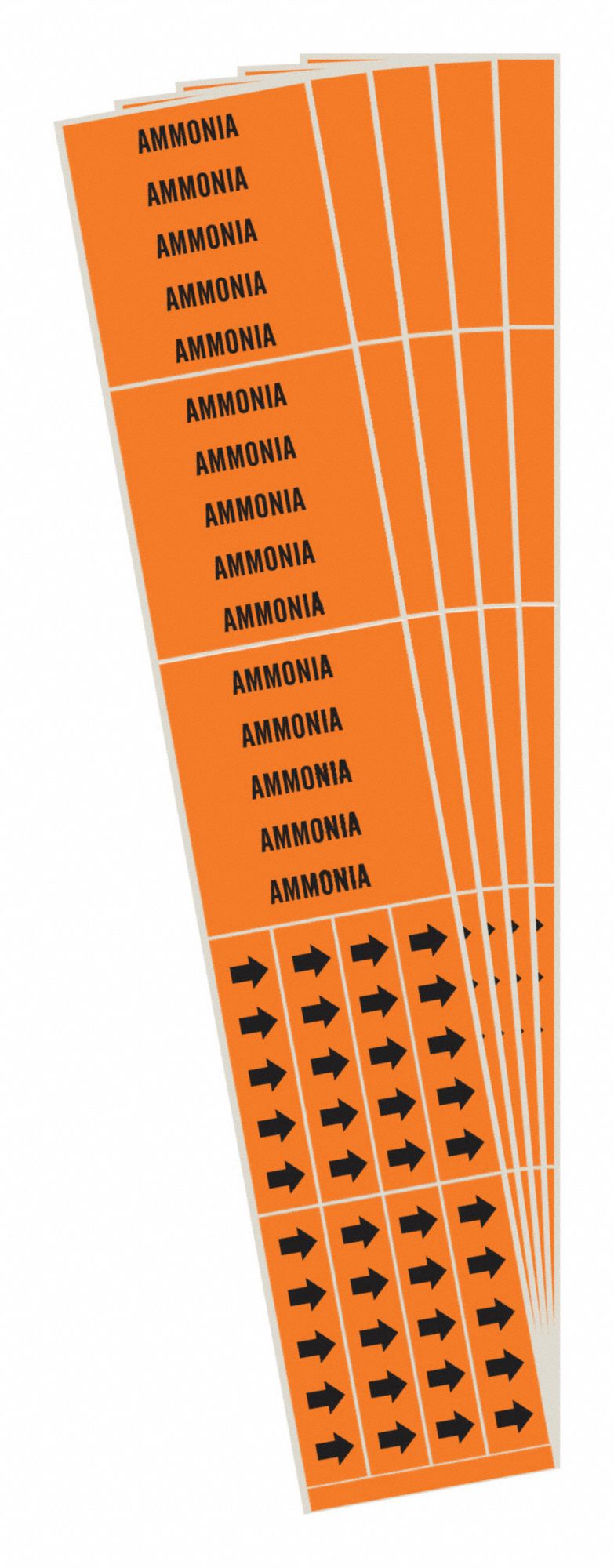 Pipe Marker, Adhesive, Black, Ammonia, PK5