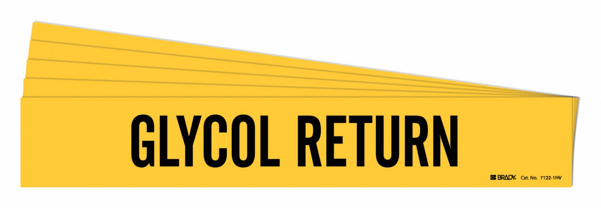 Pipe Marker: Glycol Return, Yellow, Black, Fits 8 in and Larger Pipe O.D., 1 Pipe Markers, 5 PK