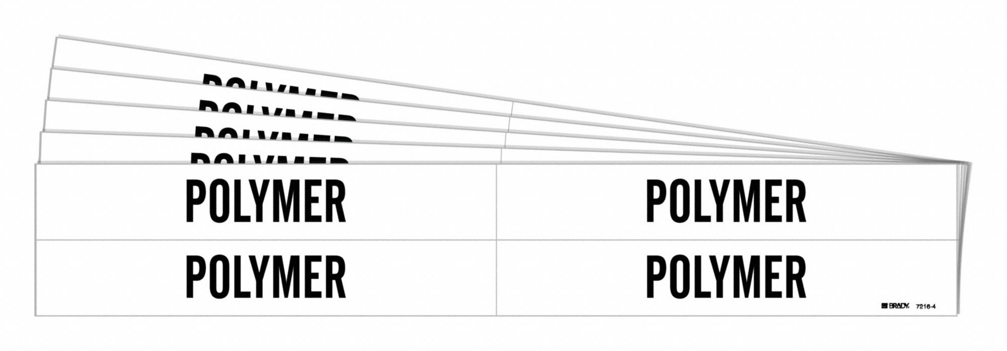 Pipe Marker: Polymer, White, Black, Fits 3/4 to 2 3/8 in Pipe O.D., 4 Pipe Markers, 5 PK