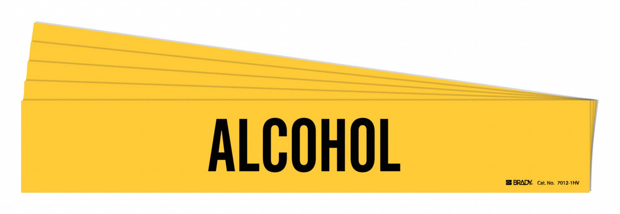 Pipe Marker: Alcohol, Yellow, Black, Fits 8 in and Larger Pipe O.D., 1 Pipe Markers, 5 PK
