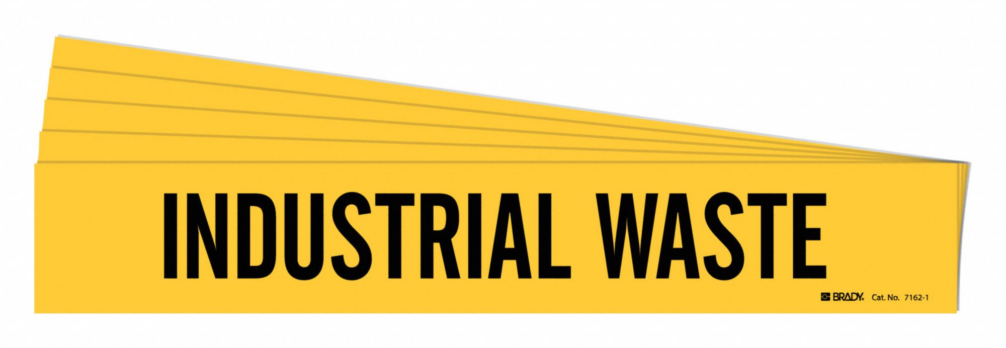 Pipe Marker: Industrial Waste, Yellow, Black, Fits 2 1/2 to 7 7/8 in Pipe O.D., 1 Pipe Markers, 5 PK