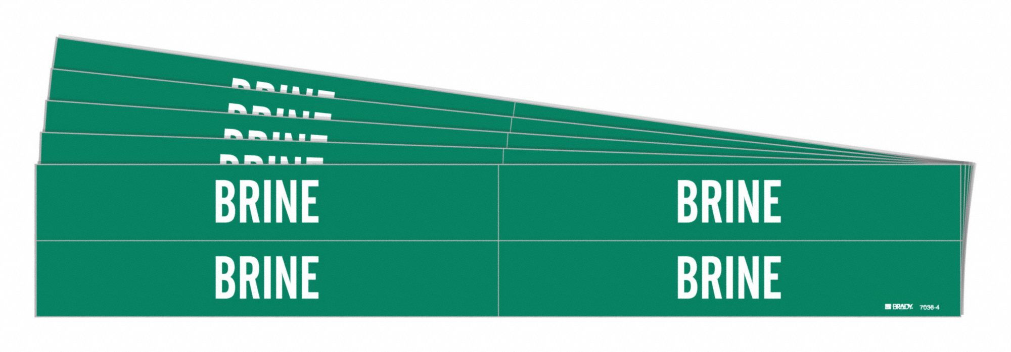 Pipe Marker: Brine, Green, White, Fits 3/4 to 2 3/8 in Pipe O.D., 4 Pipe Markers, 5 PK
