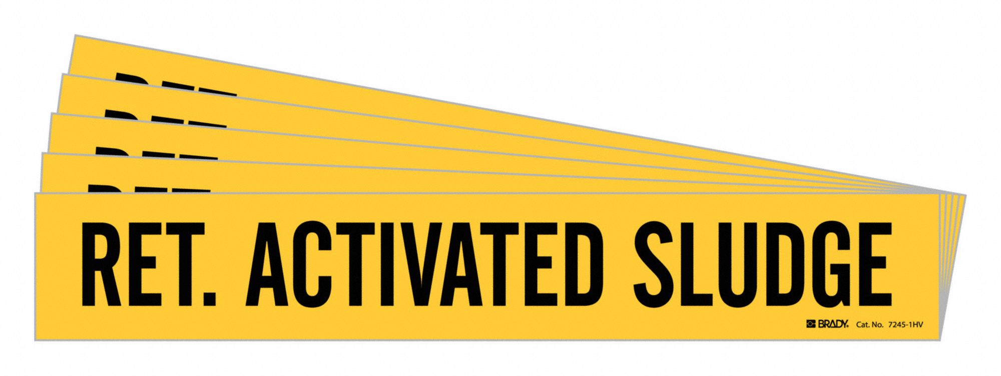 Pipe Marker: Return Activated Sludge, Yellow, Black, Fits 8 in and Larger Pipe O.D., 5 PK