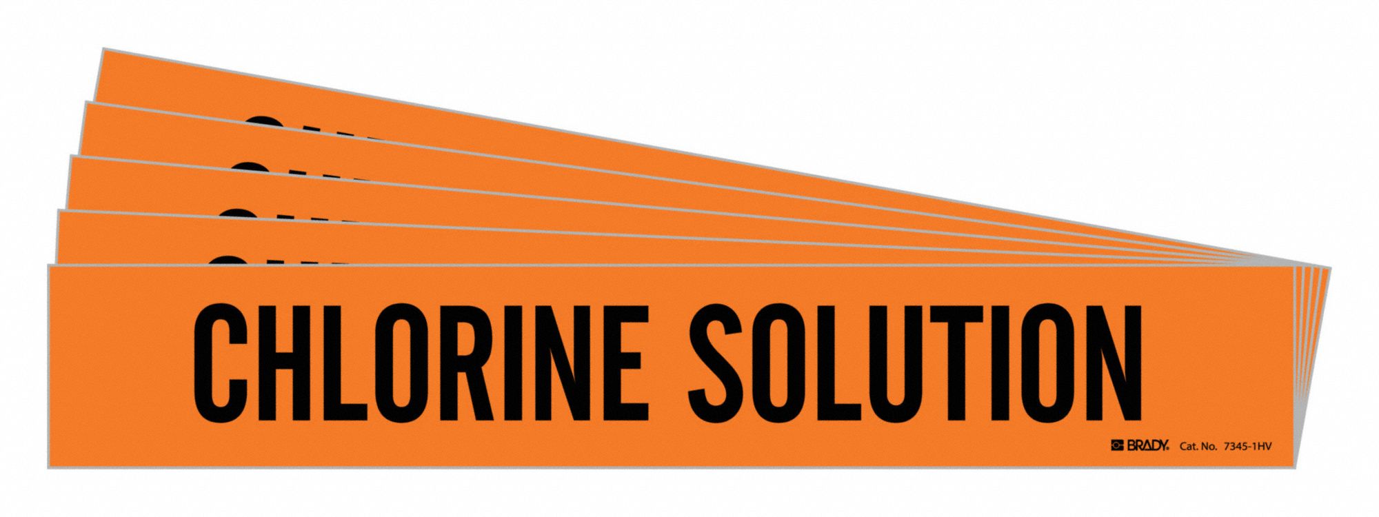 Pipe Marker: Chlorine Solution, Orange, Black, Fits 8 in and Larger Pipe O.D., 1 Pipe Markers, 5 PK