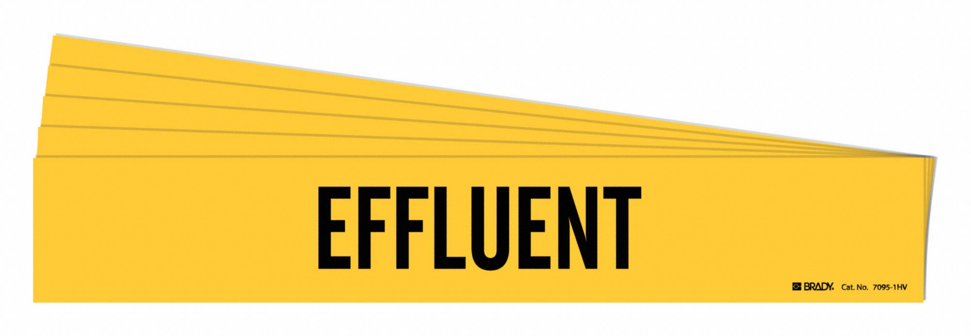 Pipe Marker: Effluent, Yellow, Black, Fits 8 in and Larger Pipe O.D., 1 Pipe Markers, 5 PK