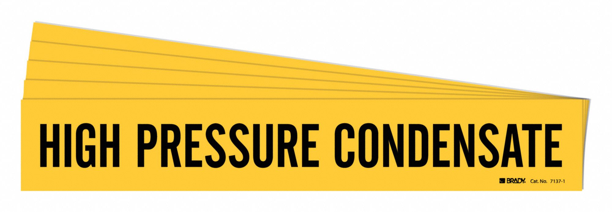Pipe Marker: High Pressure Condensate, Yellow, Black, Fits 2 1/2 to 7 7/8 in Pipe O.D., 5 PK