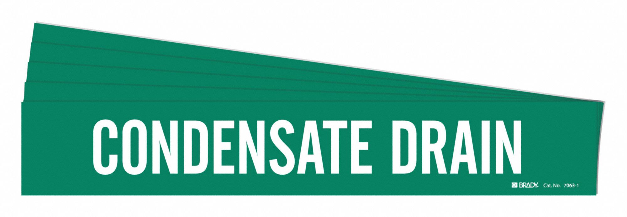Pipe Marker: Condensate Drain, Green, White, Fits 2 1/2 to 7 7/8 in Pipe O.D., 1 Pipe Markers, 5 PK
