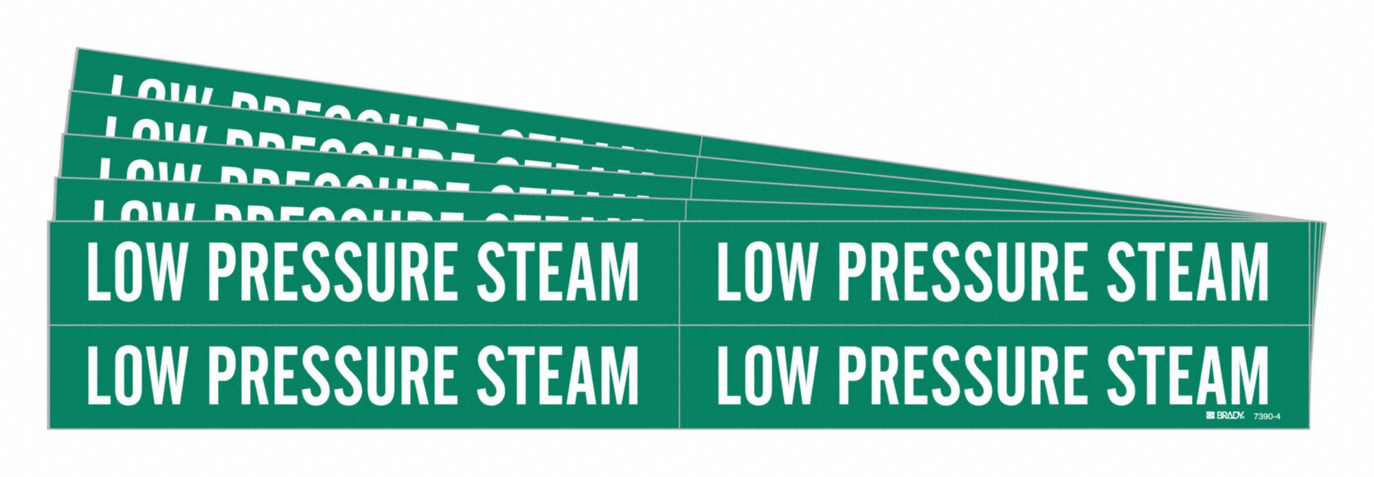 Pipe Marker: Low Pressure Steam, Green, White, Fits 3/4 to 2 3/8 in Pipe O.D., 4 Pipe Markers, 5 PK