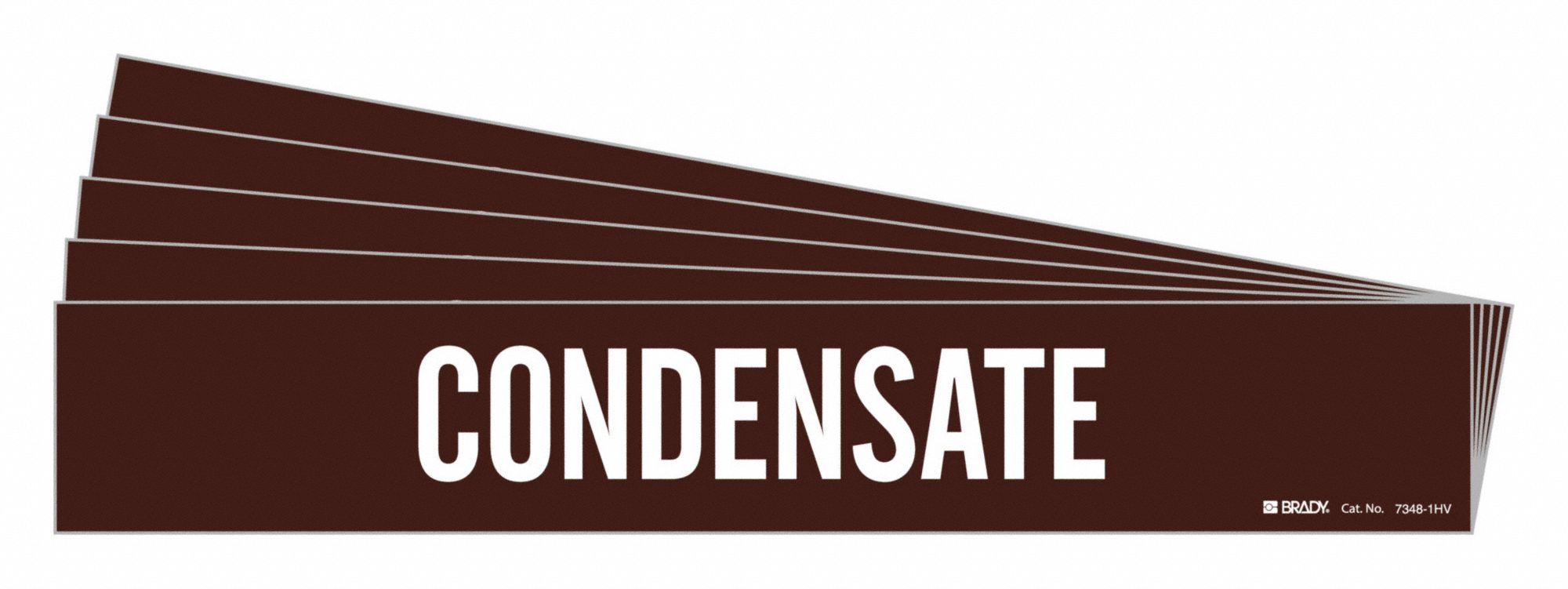 Pipe Marker: Condensate, Brown, White, Fits 8 in and Larger Pipe O.D., 1 Pipe Markers, 5 PK