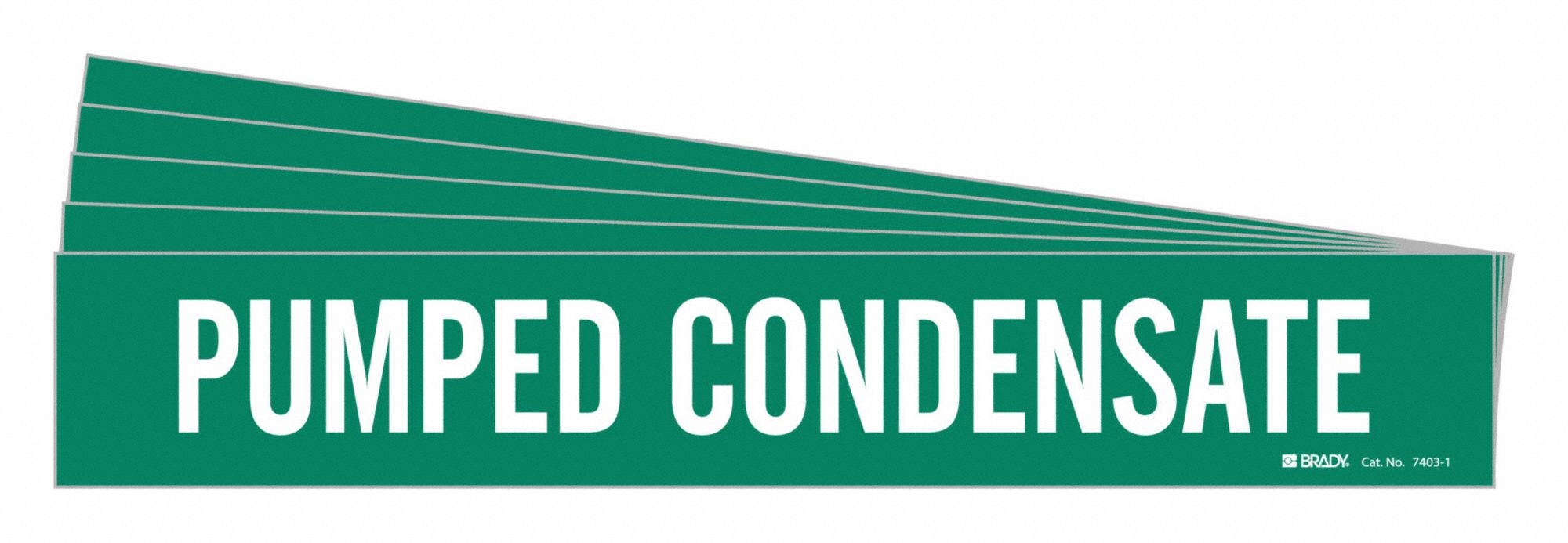Pipe Marker: Pumped Condensate, Green, White, Fits 2 1/2 to 7 7/8 in Pipe O.D., 1 Pipe Markers, 5 PK