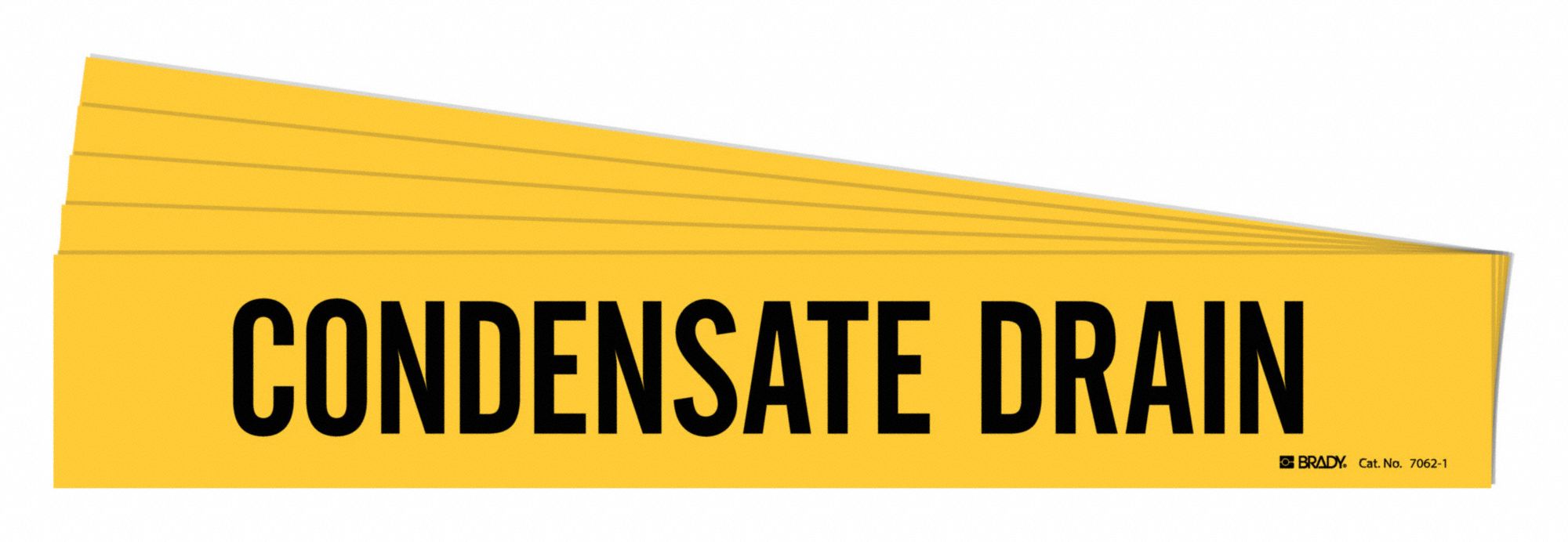 Pipe Marker: Condensate Drain, Yellow, Black, Fits 2 1/2 to 7 7/8 in Pipe O.D., 1 Pipe Markers, 5 PK