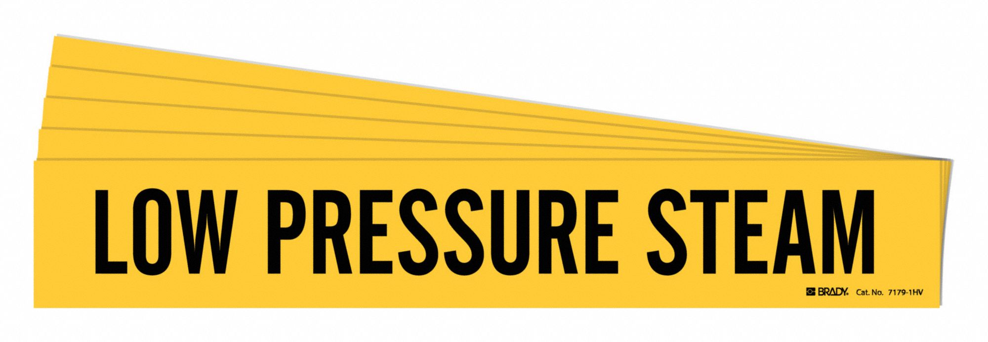 Pipe Marker: Low Pressure Steam, Yellow, Black, Fits 8 in and Larger Pipe O.D., 1 Pipe Markers, 5 PK