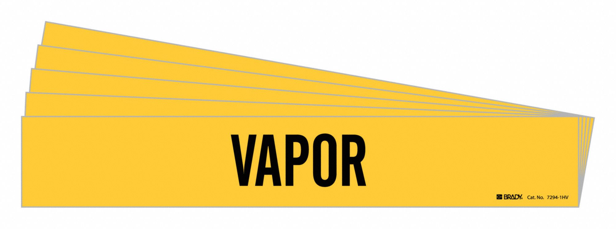Pipe Marker: Vapor, Yellow, Black, Fits 8 in and Larger Pipe O.D., 1 Pipe Markers, 5 PK