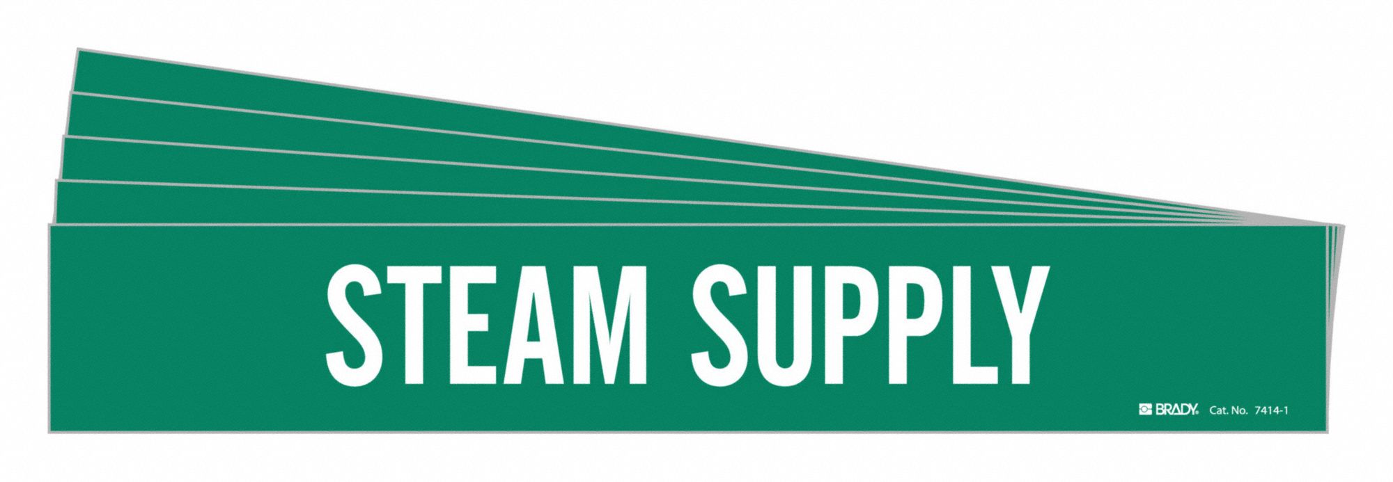 Pipe Marker: Steam Supply, Green, White, Fits 2 1/2 to 7 7/8 in Pipe O.D., 1 Pipe Markers, 5 PK