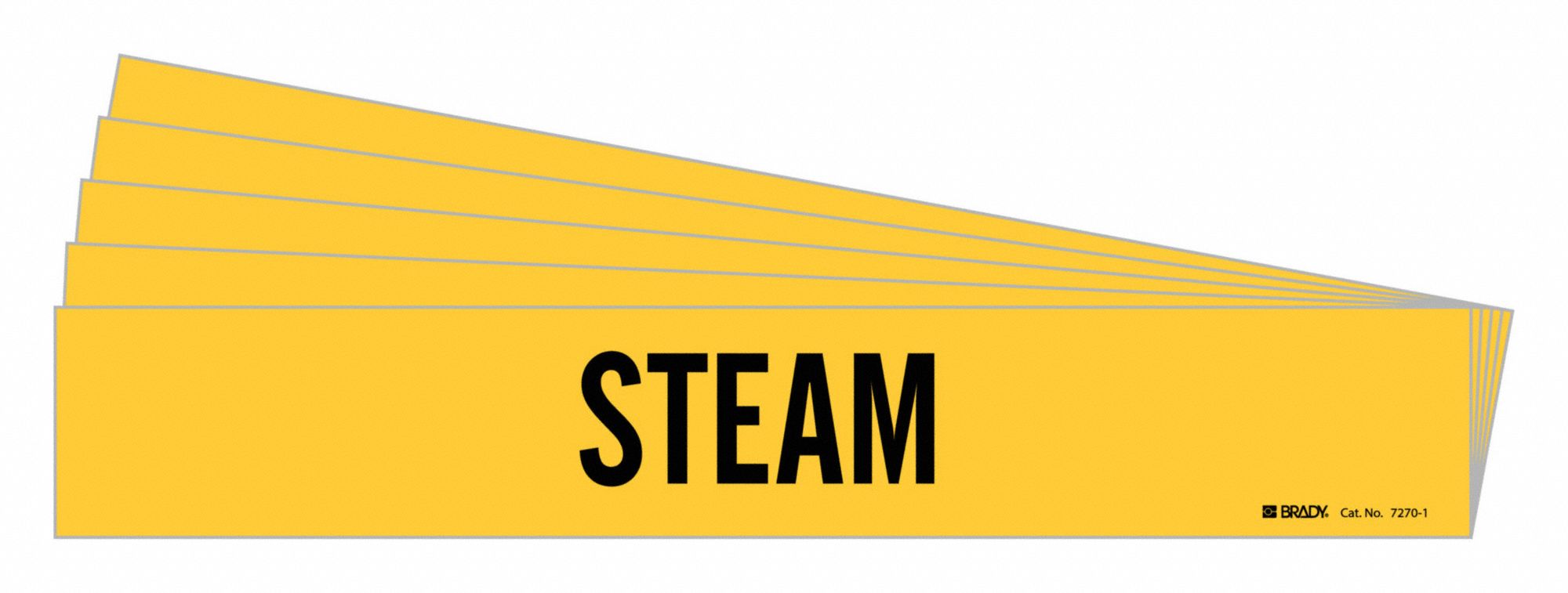 Pipe Marker: Steam, Yellow, Black, Fits 2 1/2 to 7 7/8 in Pipe O.D., 1 Pipe Markers, 5 PK
