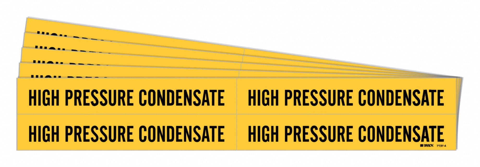 Pipe Marker: High Pressure Condensate, Yellow, Black, Fits 3/4 to 2 3/8 in Pipe O.D., 5 PK