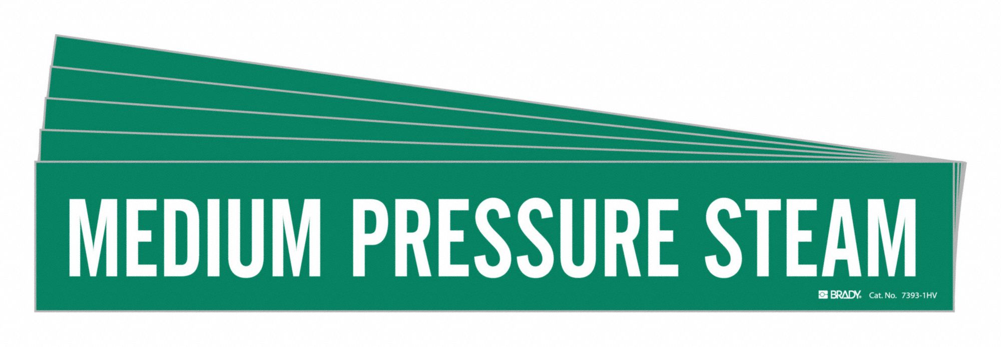 Pipe Marker: Medium Pressure Steam, Green, White, Fits 8 in and Larger Pipe O.D., 5 PK