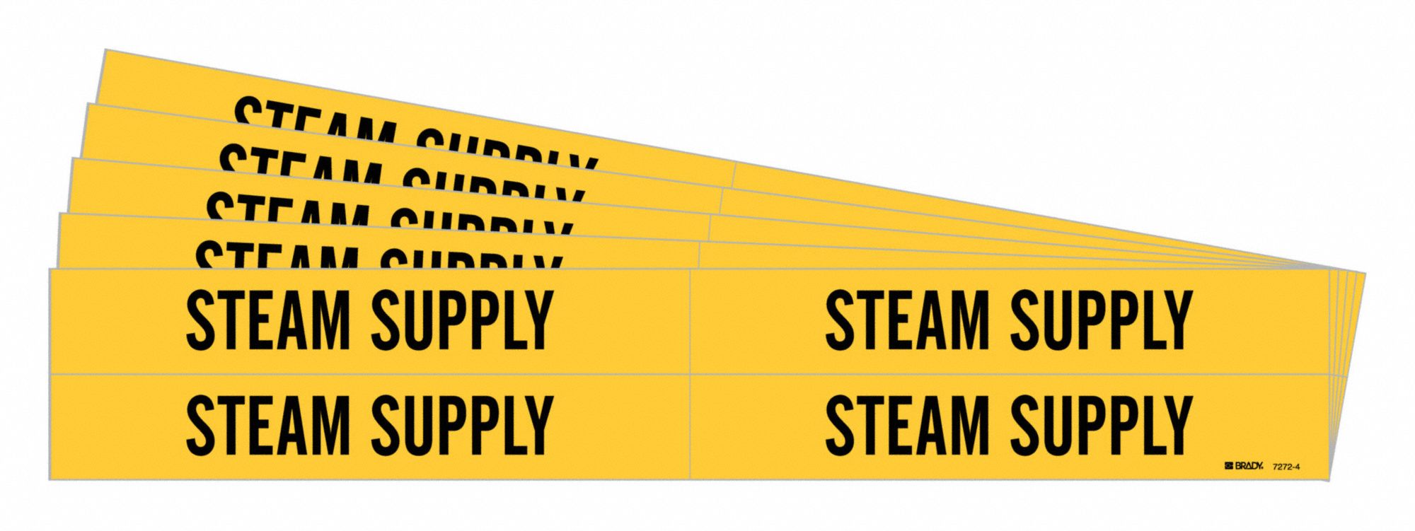 Pipe Marker: Steam Supply, Yellow, Black, Fits 3/4 to 2 3/8 in Pipe O.D., 4 Pipe Markers, 5 PK