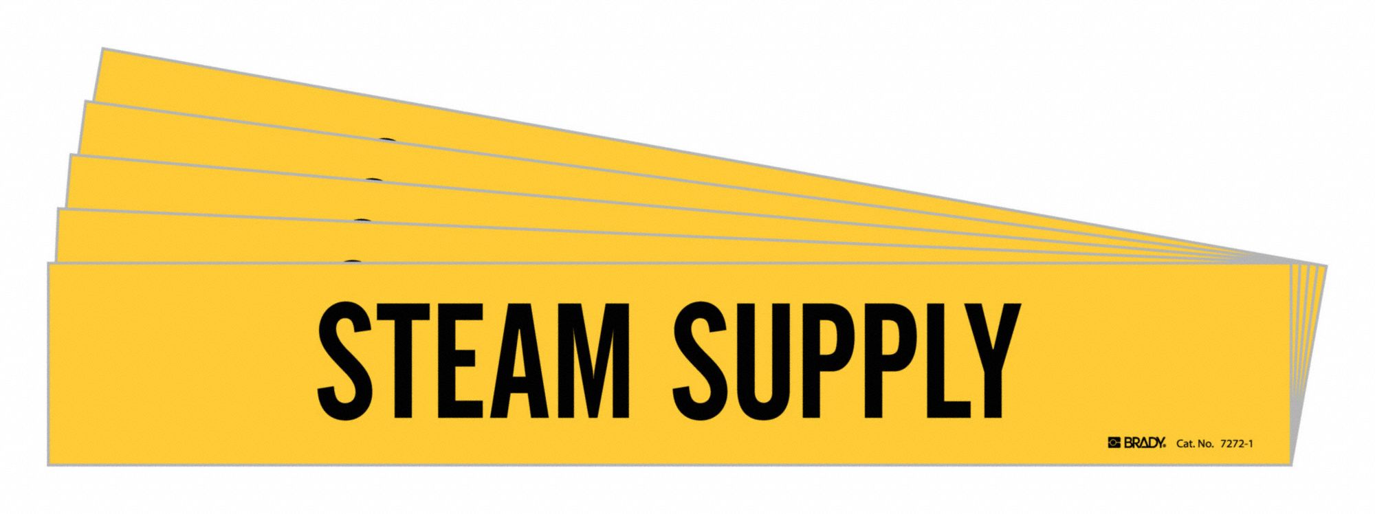 Pipe Marker: Steam Supply, Yellow, Black, Fits 2 1/2 to 7 7/8 in Pipe O.D., 1 Pipe Markers, 5 PK