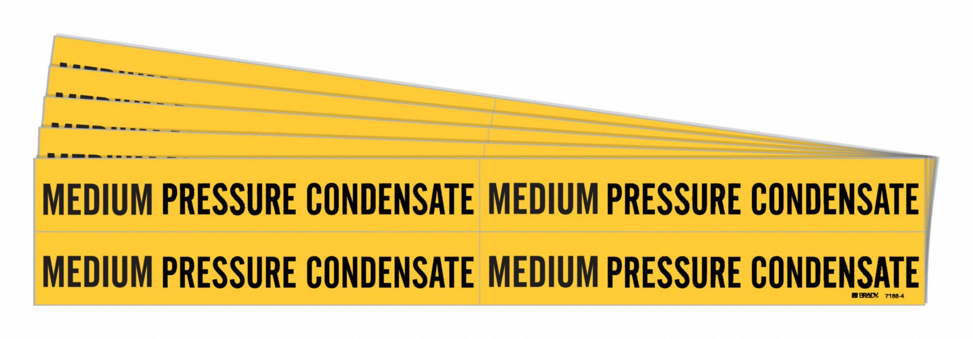 Pipe Marker: Medium Pressure Condensate, Yellow, Black, Fits 3/4 to 2 3/8 in Pipe O.D., 5 PK