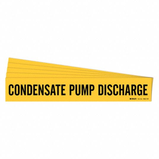 Brady - 7064-1HV-PK - CONDENSATE PUMP DISCHARGE Pipe Marker Style 1HV Black  on Yellow 1 per Card, 5 P - RS