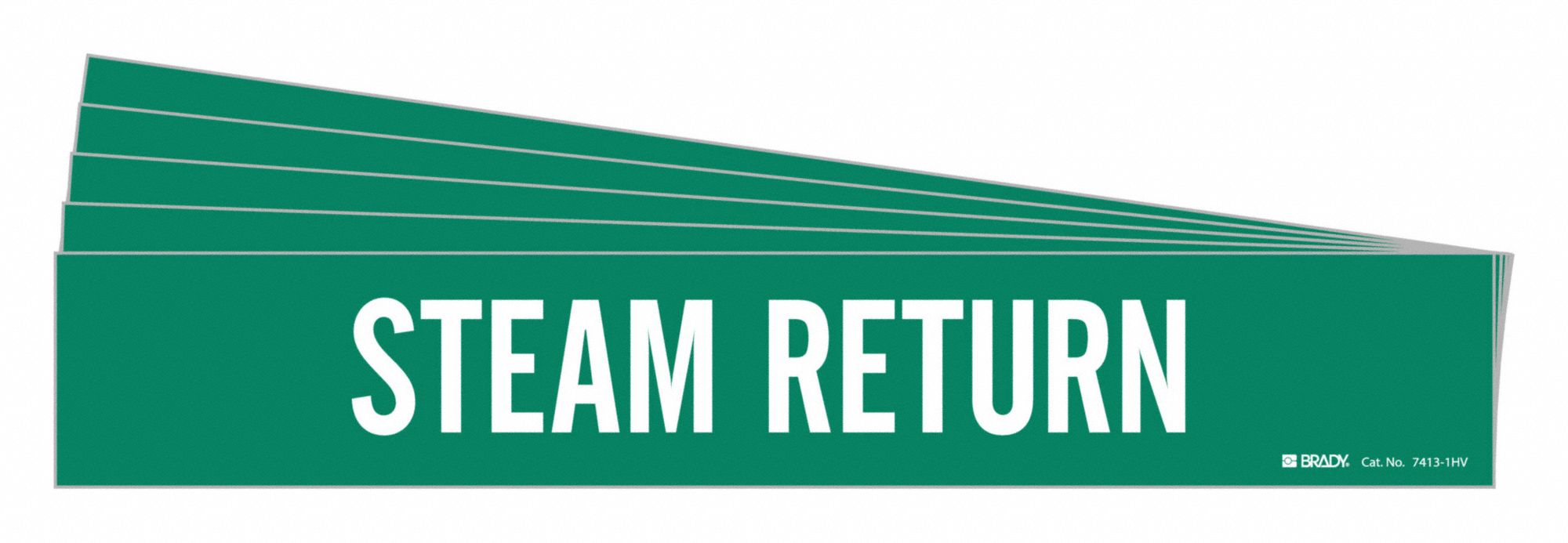 Pipe Marker: Steam Return, Green, White, Fits 8 in and Larger Pipe O.D., 1 Pipe Markers, 5 PK