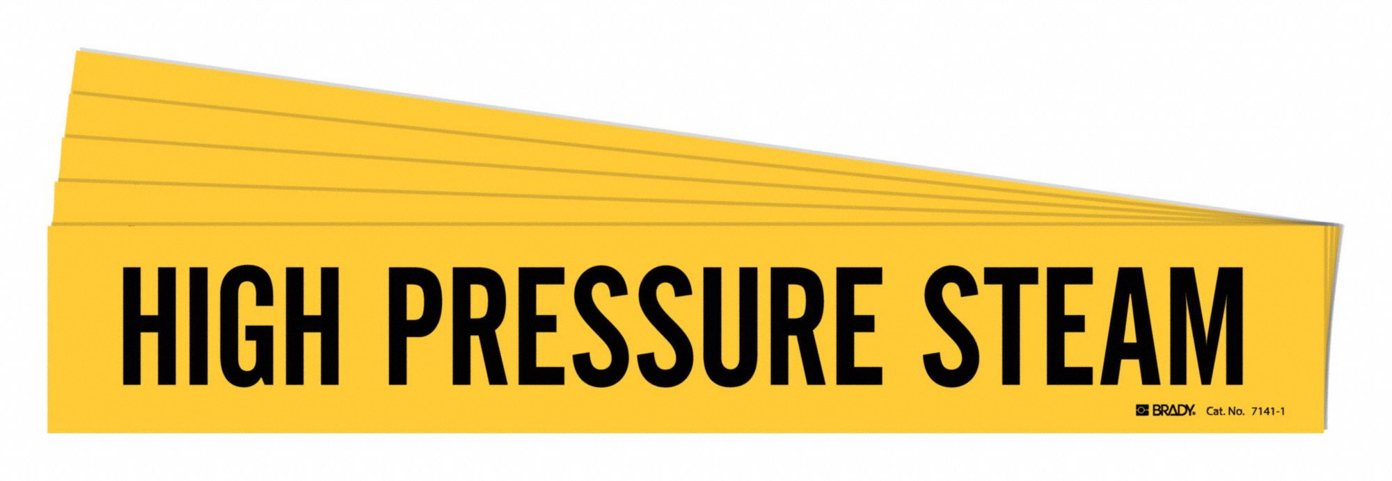 Pipe Marker: High Pressure Steam, Yellow, Black, Fits 2 1/2 to 7 7/8 in Pipe O.D., 5 PK