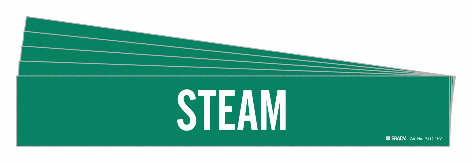Pipe Marker: Steam, Green, White, Fits 8 in and Larger Pipe O.D., 1 Pipe Markers, 5 PK