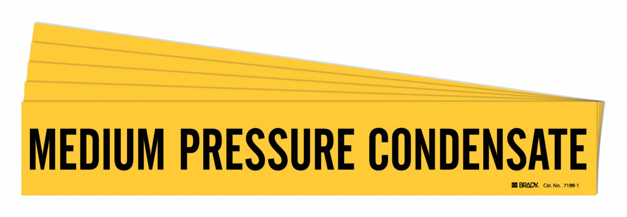 Pipe Marker: Medium Pressure Condensate, Yellow, Black, Fits 2 1/2 to 7 7/8 in Pipe O.D., 5 PK