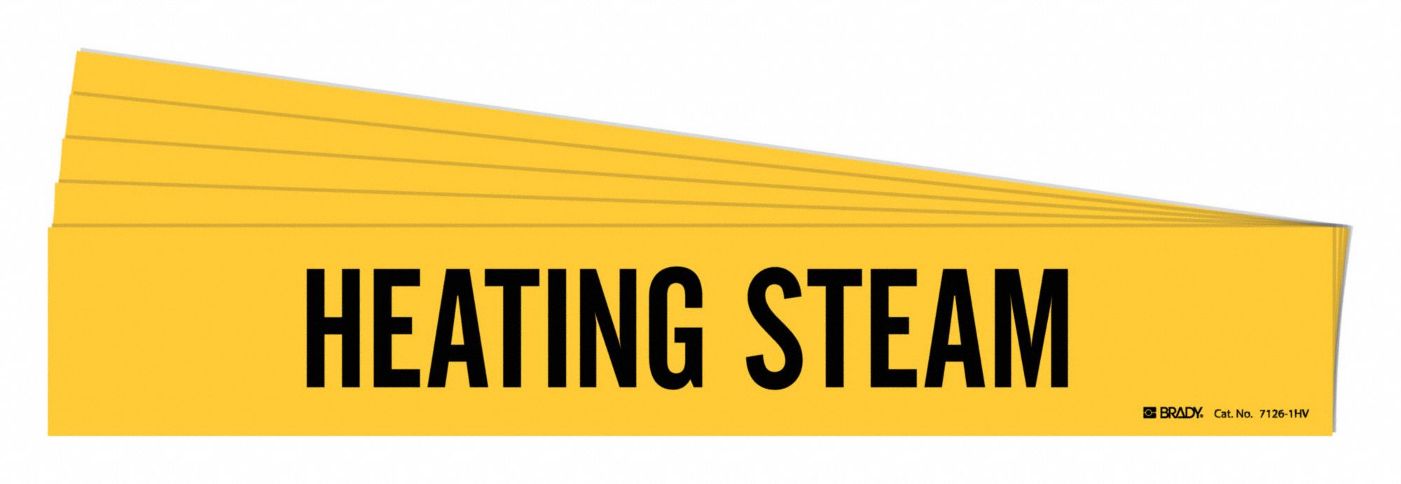 Pipe Marker: Heating Steam, Yellow, Black, Fits 8 in and Larger Pipe O.D., 1 Pipe Markers, 5 PK