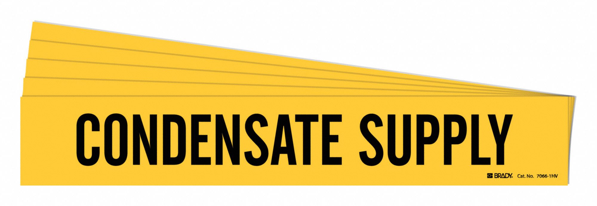 Pipe Marker: Condensate Supply, Yellow, Black, Fits 8 in and Larger Pipe O.D., 1 Pipe Markers, 5 PK