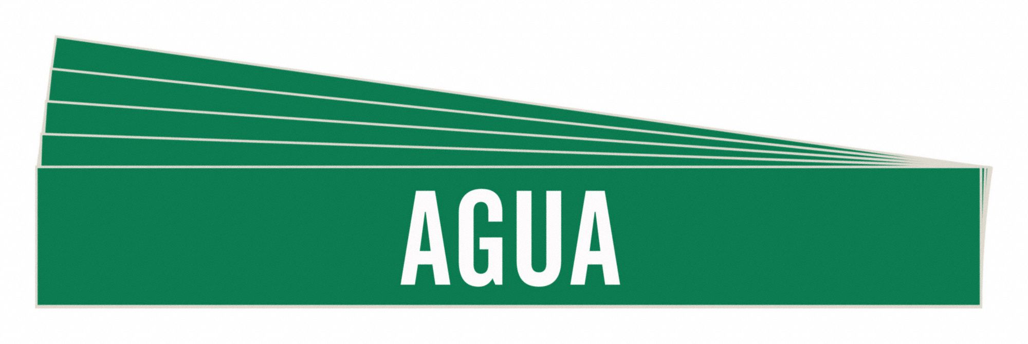 Pipe Marker: Agua, Green, White, Fits 2 1/2 to 7 7/8 in Pipe O.D., 1 Pipe Markers, 5 PK