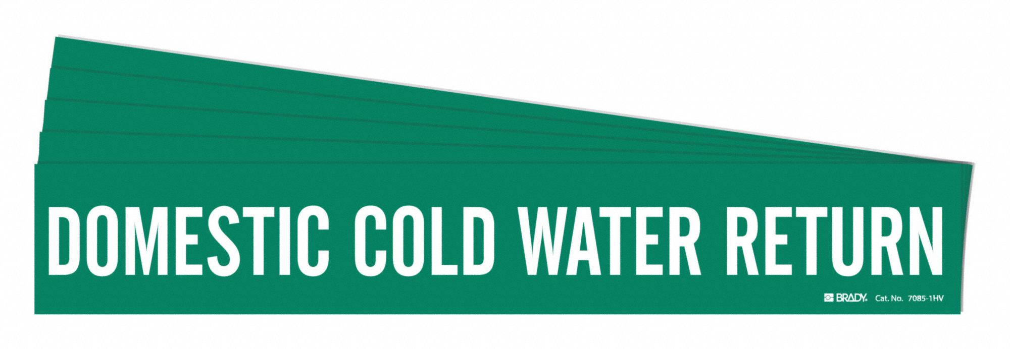 Pipe Marker: Domestic Cold Water Return, Green, White, Fits 8 in and Larger Pipe O.D., 5 PK