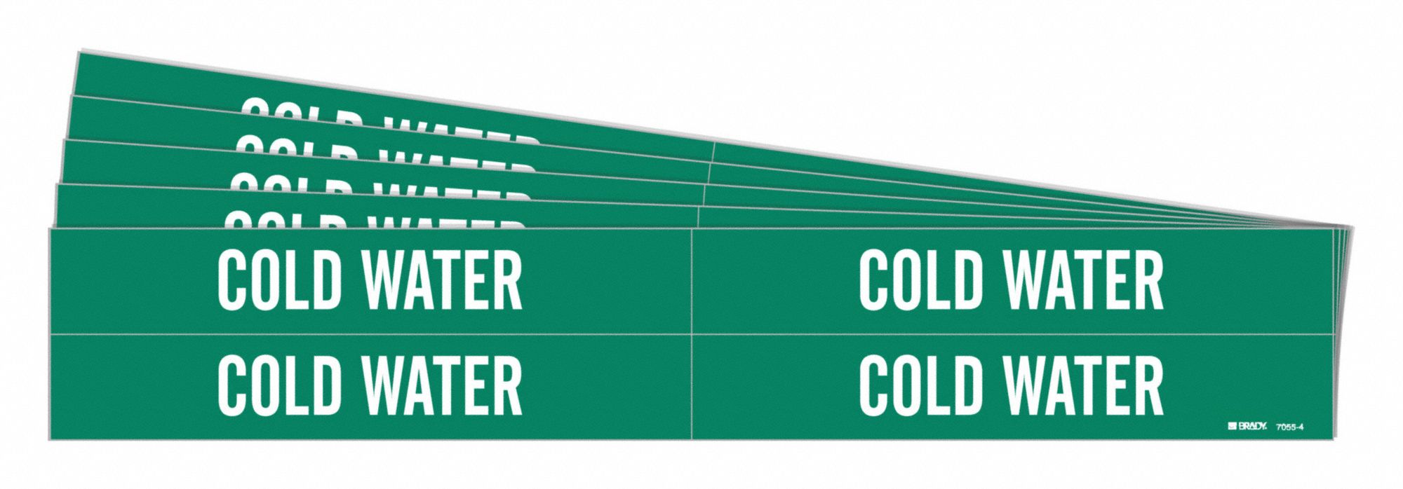 Pipe Marker: Cold Water, Green, White, Fits 3/4 to 2 3/8 in Pipe O.D., 4 Pipe Markers, 5 PK