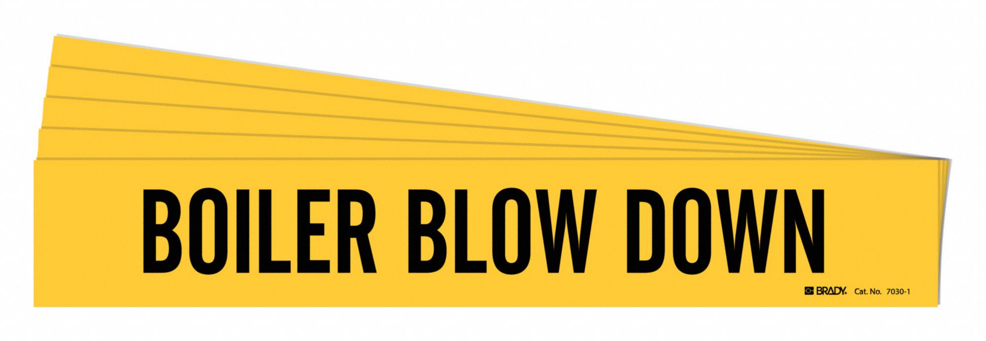 Pipe Marker: Boiler Blow Down, Yellow, Black, Fits 2 1/2 to 7 7/8 in Pipe O.D., 1 Pipe Markers, 5 PK