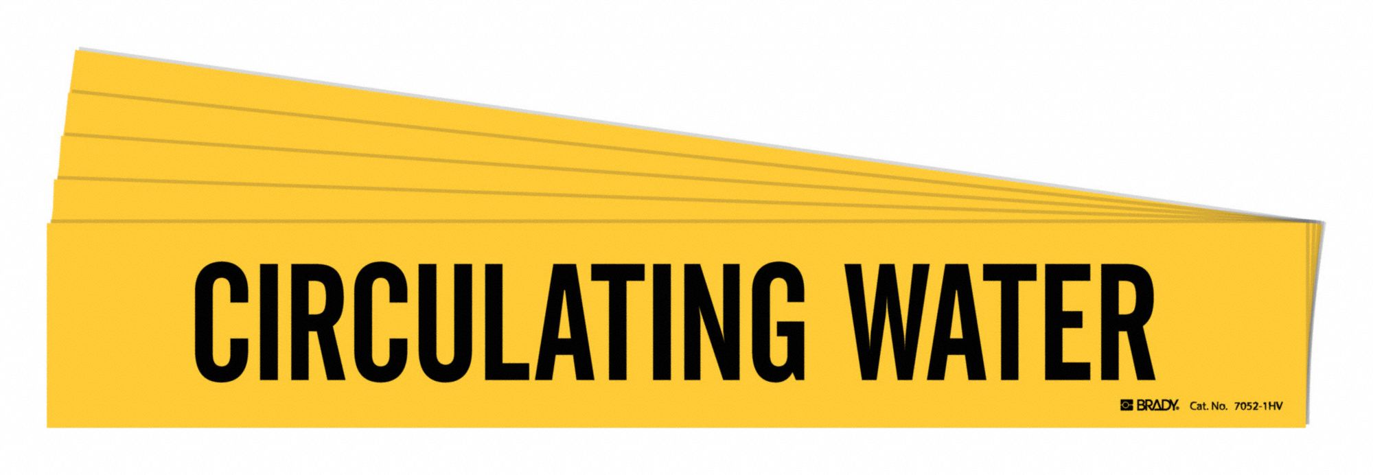 Pipe Marker: Circulating Water, Yellow, Black, Fits 8 in and Larger Pipe O.D., 1 Pipe Markers, 5 PK