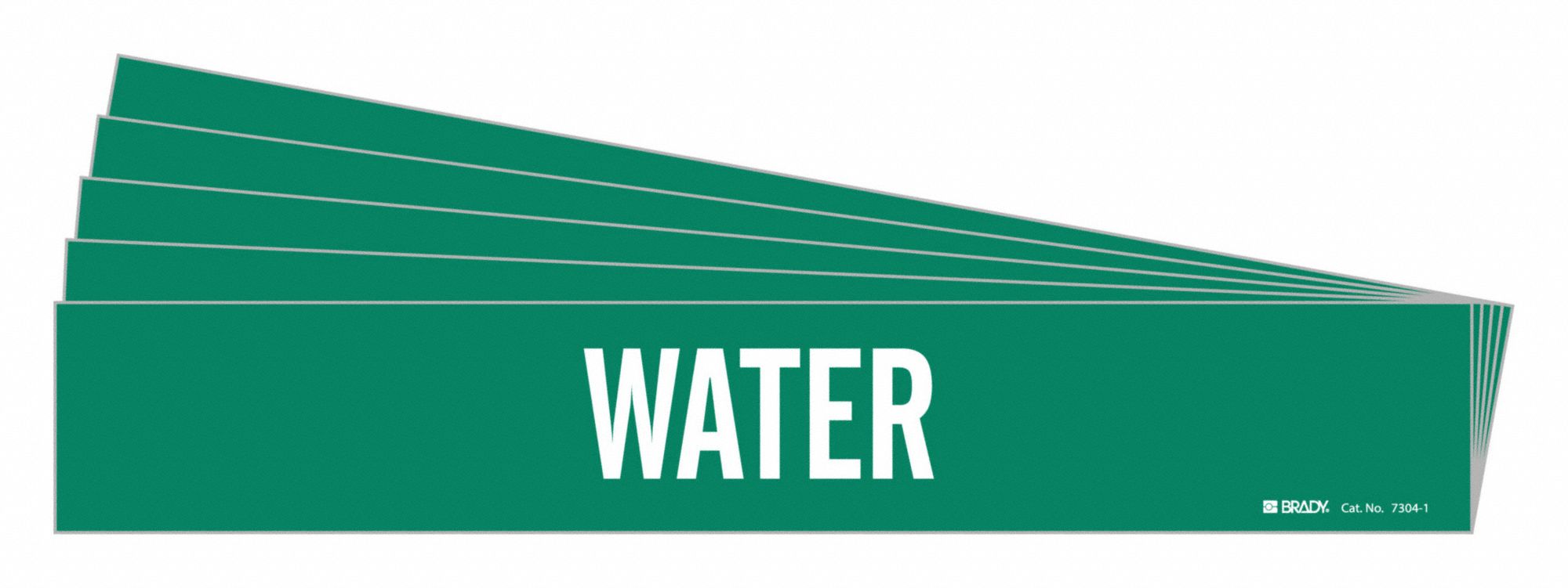 Pipe Marker: Water, Green, White, Fits 2 1/2 to 7 7/8 in Pipe O.D., 1 Pipe Markers, 5 PK